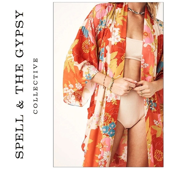 Nwt Spell & The Gypsy Tyler Maxi Robe Chili Red Size S/M - Picture 14 of 14